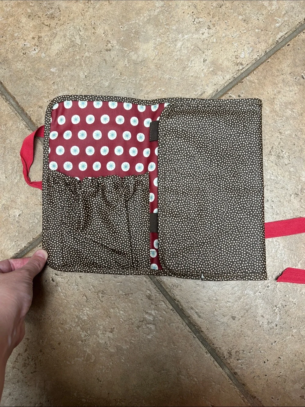 Thirty One Polka Dot Notepad Organizer - Red and Brown
